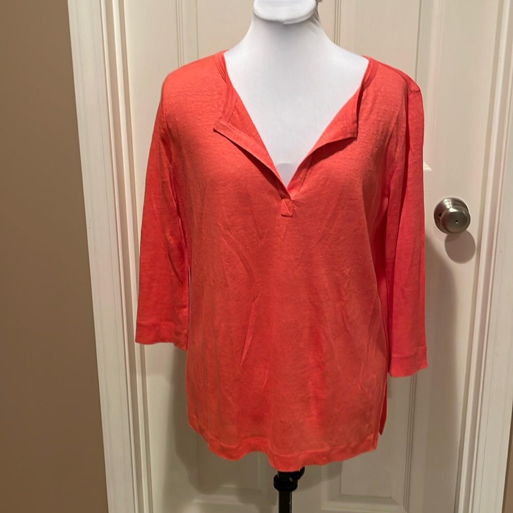 Loft Orange Tunic Top with Side Slits Size M
